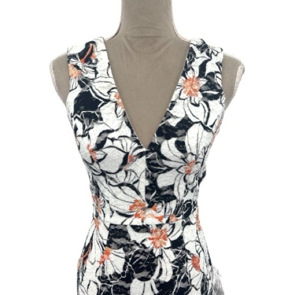 Dress The Population Alice Floral Lace Sheath Midi Dress Black White Size XS NWT - Picture 7 of 14